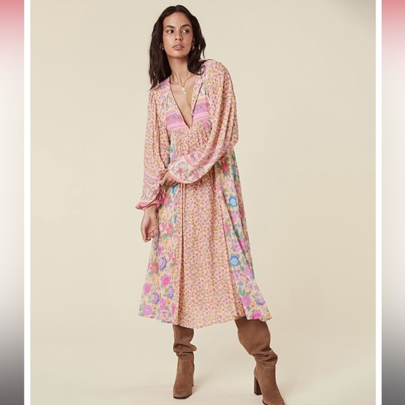 Spell and The Gypsy Collective Mossy Patchwork Garden Dress NWT! - Picture 3 of 7